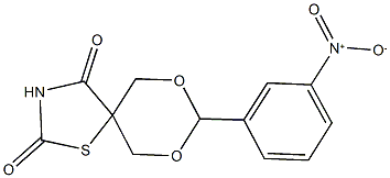 8-{3-nitrophenyl}-7,9-dioxa-1-thia-3-azaspiro[4.5]decane-2,4-dione 结构式