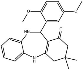 11-(2,5-dimethoxyphenyl)-3,3-dimethyl-2,3,4,5,10,11-hexahydro-1H-dibenzo[b,e][1,4]diazepin-1-one 结构式