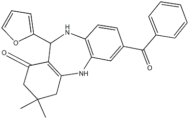 7-benzoyl-11-(2-furyl)-3,3-dimethyl-2,3,4,5,10,11-hexahydro-1H-dibenzo[b,e][1,4]diazepin-1-one 结构式