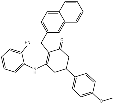 3-(4-methoxyphenyl)-11-(2-naphthyl)-2,3,4,5,10,11-hexahydro-1H-dibenzo[b,e][1,4]diazepin-1-one 结构式