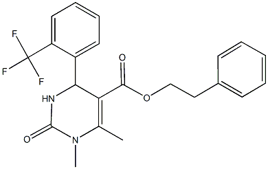2-phenylethyl 1,6-dimethyl-2-oxo-4-[2-(trifluoromethyl)phenyl]-1,2,3,4-tetrahydro-5-pyrimidinecarboxylate 结构式