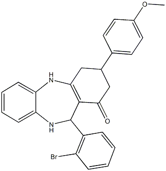 11-(2-bromophenyl)-3-(4-methoxyphenyl)-2,3,4,5,10,11-hexahydro-1H-dibenzo[b,e][1,4]diazepin-1-one 结构式