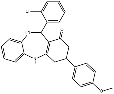 11-(2-chlorophenyl)-3-(4-methoxyphenyl)-2,3,4,5,10,11-hexahydro-1H-dibenzo[b,e][1,4]diazepin-1-one 结构式