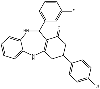 3-(4-chlorophenyl)-11-(3-fluorophenyl)-2,3,4,5,10,11-hexahydro-1H-dibenzo[b,e][1,4]diazepin-1-one 结构式