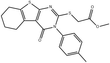 甲基2-{[4-(4-甲基苯基)-3-氧代-8-硫杂-4,6-二氮杂三环[7.4.0.0,2,7]十三-1(9),2(7),5-三烯-5-基]硫基}乙酸酯 结构式