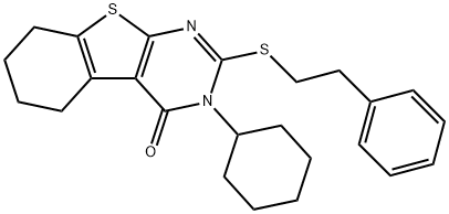 3-cyclohexyl-2-[(2-phenylethyl)sulfanyl]-5,6,7,8-tetrahydro[1]benzothieno[2,3-d]pyrimidin-4(3H)-one 结构式
