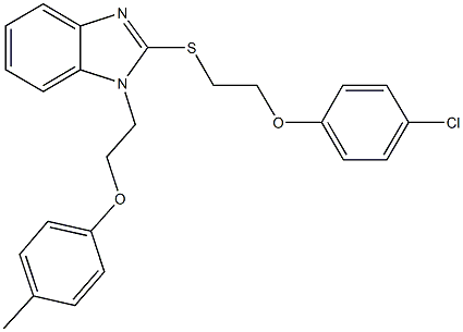 2-{[2-(4-chlorophenoxy)ethyl]sulfanyl}-1-[2-(4-methylphenoxy)ethyl]-1H-benzimidazole 结构式