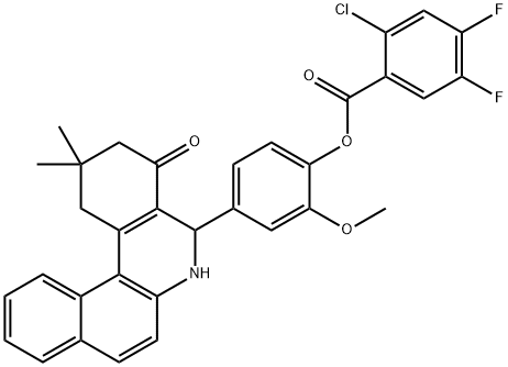 4-(2,2-dimethyl-4-oxo-1,2,3,4,5,6-hexahydrobenzo[a]phenanthridin-5-yl)-2-methoxyphenyl 2-chloro-4,5-difluorobenzoate 结构式