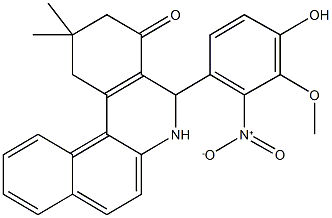 5-{4-hydroxy-2-nitro-3-methoxyphenyl}-2,2-dimethyl-2,3,5,6-tetrahydrobenzo[a]phenanthridin-4(1H)-one 结构式