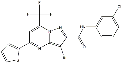 3-bromo-N-(3-chlorophenyl)-5-(2-thienyl)-7-(trifluoromethyl)pyrazolo[1,5-a]pyrimidine-2-carboxamide 结构式