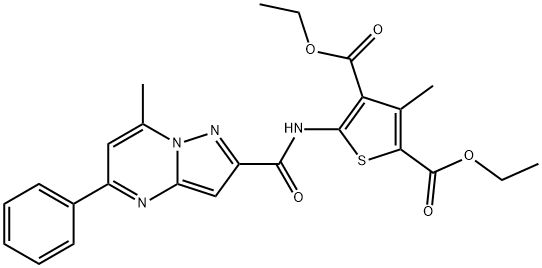 diethyl 3-methyl-5-{[(7-methyl-5-phenylpyrazolo[1,5-a]pyrimidin-2-yl)carbonyl]amino}-2,4-thiophenedicarboxylate 结构式