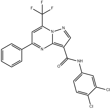 N-(3,4-dichlorophenyl)-5-phenyl-7-(trifluoromethyl)pyrazolo[1,5-a]pyrimidine-3-carboxamide 结构式