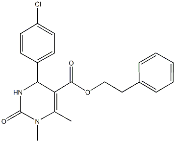 2-phenylethyl 4-(4-chlorophenyl)-1,6-dimethyl-2-oxo-1,2,3,4-tetrahydro-5-pyrimidinecarboxylate 结构式
