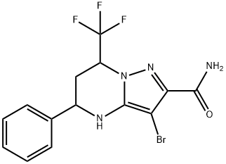 3-bromo-5-phenyl-7-(trifluoromethyl)-4,5,6,7-tetrahydropyrazolo[1,5-a]pyrimidine-2-carboxamide 结构式
