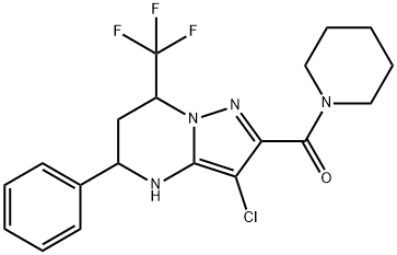 3-chloro-5-phenyl-2-(1-piperidinylcarbonyl)-7-(trifluoromethyl)-4,5,6,7-tetrahydropyrazolo[1,5-a]pyrimidine 结构式