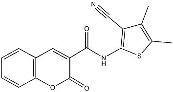 N-(3-cyano-4,5-dimethylthien-2-yl)-2-oxo-2H-chromene-3-carboxamide 结构式