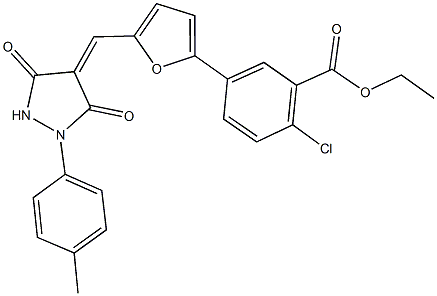 ethyl 2-chloro-5-(5-{[1-(4-methylphenyl)-3,5-dioxo-4-pyrazolidinylidene]methyl}-2-furyl)benzoate 结构式