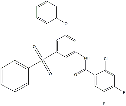2-chloro-4,5-difluoro-N-[3-phenoxy-5-(phenylsulfonyl)phenyl]benzamide 结构式