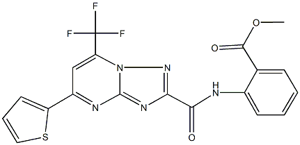 methyl 2-({[5-(2-thienyl)-7-(trifluoromethyl)[1,2,4]triazolo[1,5-a]pyrimidin-2-yl]carbonyl}amino)benzoate 结构式