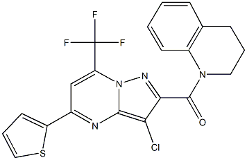 1-{[3-chloro-5-(2-thienyl)-7-(trifluoromethyl)pyrazolo[1,5-a]pyrimidin-2-yl]carbonyl}-1,2,3,4-tetrahydroquinoline 结构式