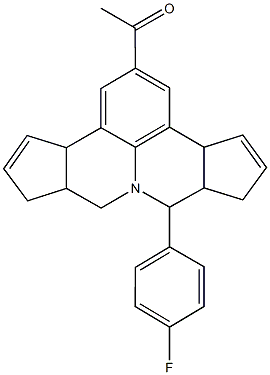 1-[7-(4-fluorophenyl)-3b,6,6a,7,9,9a,10,12a-octahydrocyclopenta[c]cyclopenta[4,5]pyrido[3,2,1-ij]quinolin-2-yl]ethanone 结构式