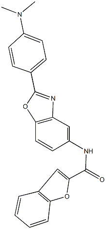N-{2-[4-(dimethylamino)phenyl]-1,3-benzoxazol-5-yl}-1-benzofuran-2-carboxamide 结构式
