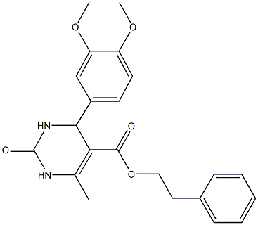 2-phenylethyl 4-(3,4-dimethoxyphenyl)-6-methyl-2-oxo-1,2,3,4-tetrahydro-5-pyrimidinecarboxylate 结构式