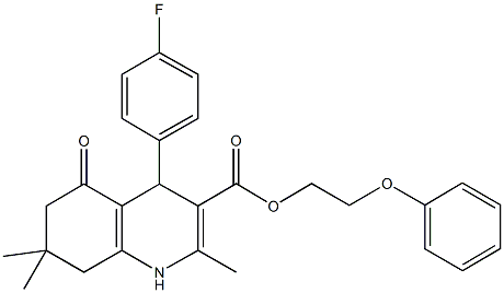 2-(phenyloxy)ethyl 4-(4-fluorophenyl)-2,7,7-trimethyl-5-oxo-1,4,5,6,7,8-hexahydroquinoline-3-carboxylate 结构式