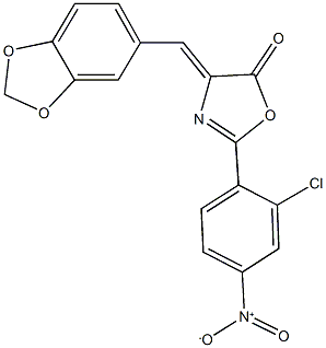 4-(1,3-benzodioxol-5-ylmethylene)-2-{2-chloro-4-nitrophenyl}-1,3-oxazol-5(4H)-one 结构式