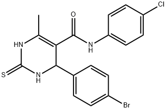 4-(4-bromophenyl)-N-(4-chlorophenyl)-6-methyl-2-thioxo-1,2,3,4-tetrahydropyrimidine-5-carboxamide 结构式