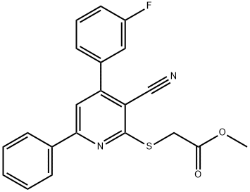 methyl {[3-cyano-4-(3-fluorophenyl)-6-phenyl-2-pyridinyl]sulfanyl}acetate 结构式