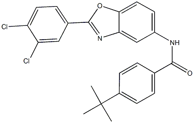 4-tert-butyl-N-[2-(3,4-dichlorophenyl)-1,3-benzoxazol-5-yl]benzamide 结构式