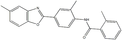 2-methyl-N-[2-methyl-4-(5-methyl-1,3-benzoxazol-2-yl)phenyl]benzamide 结构式