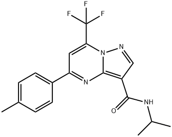 N-isopropyl-5-(4-methylphenyl)-7-(trifluoromethyl)pyrazolo[1,5-a]pyrimidine-3-carboxamide 结构式