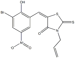 3-allyl-5-{3-bromo-2-hydroxy-5-nitrobenzylidene}-2-thioxo-1,3-thiazolidin-4-one 结构式