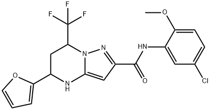 N-(5-chloro-2-methoxyphenyl)-5-(2-furyl)-7-(trifluoromethyl)-4,5,6,7-tetrahydropyrazolo[1,5-a]pyrimidine-2-carboxamide 结构式