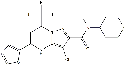 3-chloro-N-cyclohexyl-N-methyl-5-(2-thienyl)-7-(trifluoromethyl)-4,5,6,7-tetrahydropyrazolo[1,5-a]pyrimidine-2-carboxamide 结构式