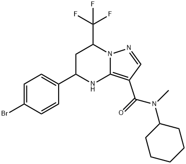 5-(4-bromophenyl)-N-cyclohexyl-N-methyl-7-(trifluoromethyl)-4,5,6,7-tetrahydropyrazolo[1,5-a]pyrimidine-3-carboxamide 结构式