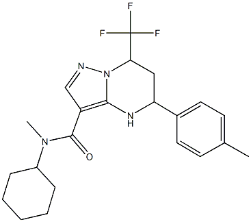 N-cyclohexyl-N-methyl-5-(4-methylphenyl)-7-(trifluoromethyl)-4,5,6,7-tetrahydropyrazolo[1,5-a]pyrimidine-3-carboxamide 结构式