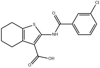 2-[(3-chlorobenzoyl)amino]-4,5,6,7-tetrahydro-1-benzothiophene-3-carboxylic acid 结构式