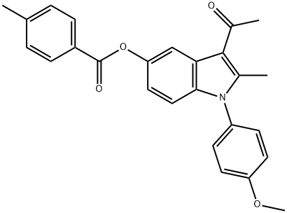 3-acetyl-1-(4-methoxyphenyl)-2-methyl-1H-indol-5-yl 4-methylbenzoate 结构式