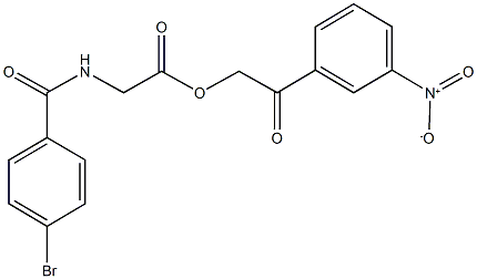 2-{3-nitrophenyl}-2-oxoethyl [(4-bromobenzoyl)amino]acetate 结构式