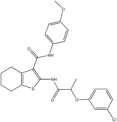 2-{[2-(3-chlorophenoxy)propanoyl]amino}-N-(4-methoxyphenyl)-4,5,6,7-tetrahydro-1-benzothiophene-3-carboxamide 结构式
