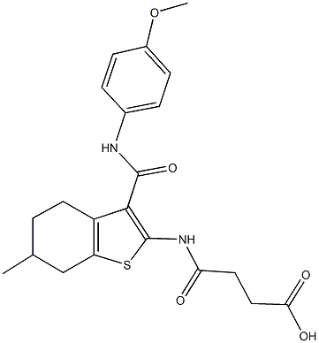 4-({3-[(4-methoxyanilino)carbonyl]-6-methyl-4,5,6,7-tetrahydro-1-benzothien-2-yl}amino)-4-oxobutanoic acid 结构式