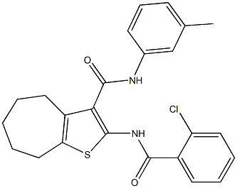 2-[(2-chlorobenzoyl)amino]-N-(3-methylphenyl)-5,6,7,8-tetrahydro-4H-cyclohepta[b]thiophene-3-carboxamide 结构式