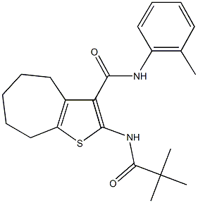 2-[(2,2-dimethylpropanoyl)amino]-N-(2-methylphenyl)-5,6,7,8-tetrahydro-4H-cyclohepta[b]thiophene-3-carboxamide 结构式