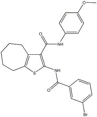 2-[(3-bromobenzoyl)amino]-N-(4-methoxyphenyl)-5,6,7,8-tetrahydro-4H-cyclohepta[b]thiophene-3-carboxamide 结构式