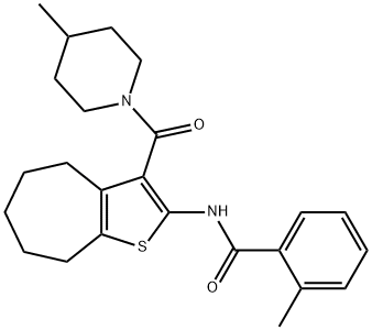 2-methyl-N-{3-[(4-methyl-1-piperidinyl)carbonyl]-5,6,7,8-tetrahydro-4H-cyclohepta[b]thien-2-yl}benzamide 结构式