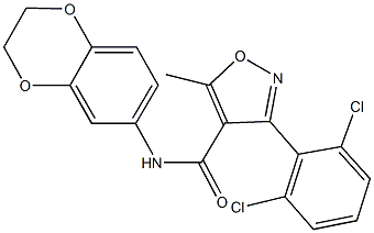 3-(2,6-dichlorophenyl)-N-(2,3-dihydro-1,4-benzodioxin-6-yl)-5-methyl-4-isoxazolecarboxamide 结构式