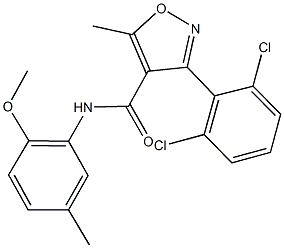 3-(2,6-dichlorophenyl)-N-(2-methoxy-5-methylphenyl)-5-methyl-4-isoxazolecarboxamide 结构式